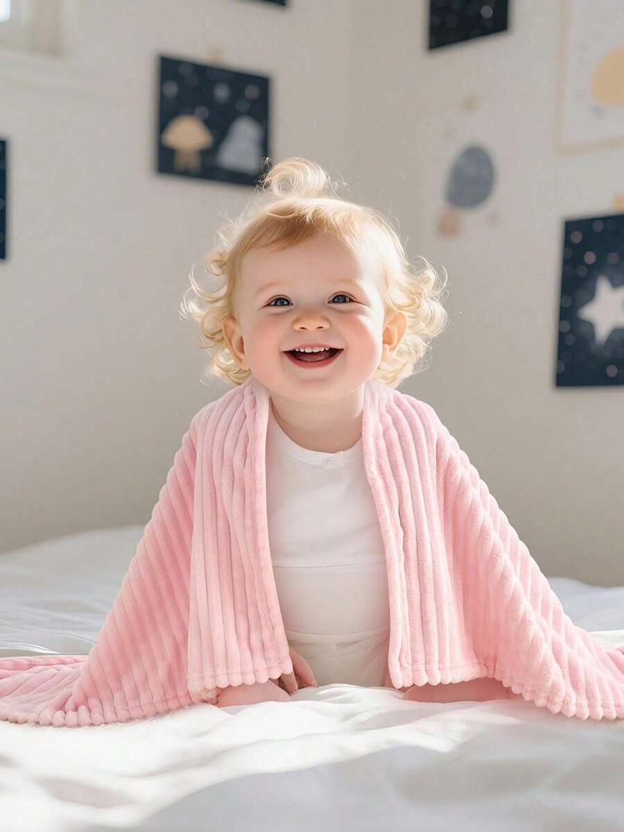 1pc Plaid Wool Baby Blanket, Super Soft Comfortable Fluffy Baby Blanket, Suitable For Baby Stroller Newborn Blanket, 30 X 40 Inches,