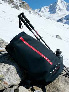 Dark Navy Waterproof Roll Top Dry Bag Vertical Red Stripe PRADA OCEAN LUNA ROSSA Logo Outdoor Backpack, Large Capacity Portable Travel Sports Storage Bag Luxury Gift PRADA-GIFT-27 - Blue - View 4
