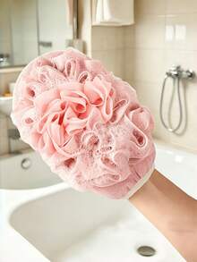 1pc 2-In-1 Exfoliating Bath Glove (Exfoliating Bath Glove + Shower Scrub Ball) With 1pc Portable Hook - Soft Scrubbing Surface, Suitable For Body, Face, Spa And Massage - With Hook For Convenient Storage - Black, Suitable For Bathroom And Salon - Multicolor - View 2