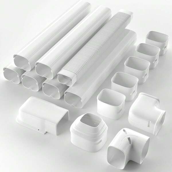 4 Inch 23Ft Split Line Set Cover, Resistant PVC Pipe Cover Kit, Cuttable  AC Line Concealer, Decorative Duct Cover Central AC, HVAC System And Heat Pump Outdoor Use