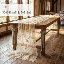 3pcs Champagne Floral Table Runner 10ft, Embroidered Tulle Spring Wildflowers And Autumn Decor, Suitable For Wedding, Party, Baby Shower, Birthday Party, Kitchen Dining Table, Outdoor Picnic - Yellow Wildflower Embroidery - View 14
