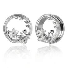 1 Pair 316L Stainless Steel Flower Ear Gauge Ear Cartilage Expander Body Piercing Jewelry Vintage - 1403 - View 18