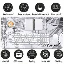 Anime Aesthetic Black & White Angel Leather Mouse Pad, Office Computer Keyboard Desk Decor Mat, Office Accessories, Gaming Carpet - View 10