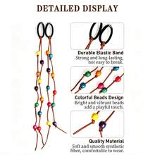 2pcs/Pack Colorful Beaded Woven Hair Ties Hair Accessories Ponytail Hair Bands High Elasticity Hair Ropes Ponytail Hair Decoration - Multicolor - View 5
