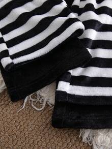 Multi-Piece Set Girls' Casual Fashion Striped Design Straight Leg Pants Double-Sided Fleece Thickened Warm Autumn/Winter - Multicolor - View 6
