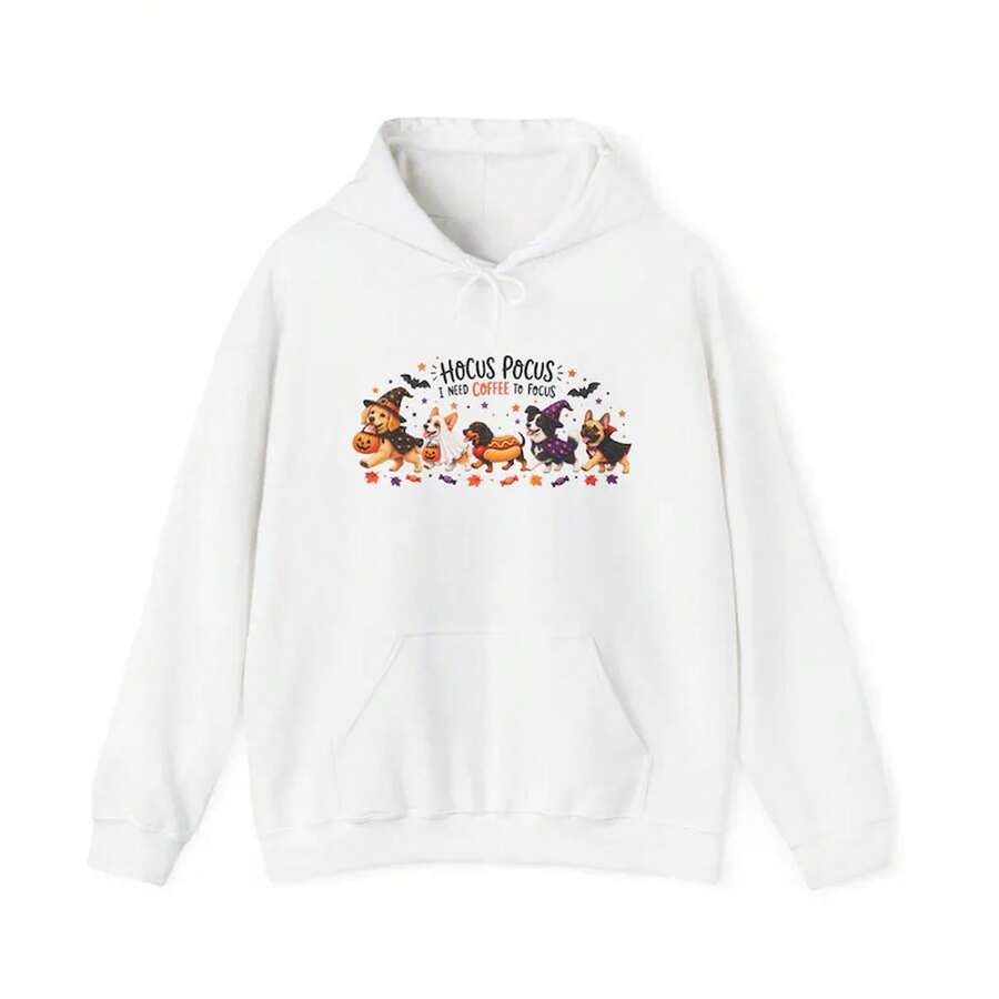 Halloween Dog Hoodie, I Need Coffee To Focus, Cute Puppy Parade Sweatshirt - 樣式1 - 查看 1