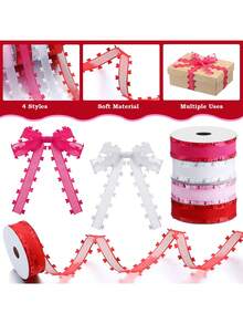 20mm High Quality Heart-Shaped Tulle Ribbon, Mixed Colors, Polyester Material, Suitable For Bows, Hair Accessories, Floral Arrangements And Gift Wrapping, Perfect For Christmas, Wedding, Thanksgiving And Valentine's Day Decorations - Double-sided Heart - View 9