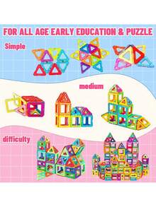 Magnetic Building Blocks Set - Creative DIY Assembly Toy, Enhances Hand-Eye Coordination, Promotes Brain Development, Colorful ABS Magnets, Suitable As Holiday/Birthday Gift - Random Color - Multicolor - View 7