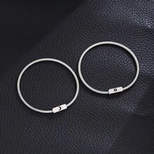 2件組時尚極簡不鏽鋼彈簧太陽與月亮情侶手鍊，男女通用日常穿搭禮物 - 銀色 - 查看 7