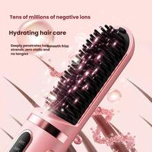2-In-1 Hot Straightening & Curling Iron (2000mAh), Hair Salon Styling Tool Straightening Comb, Anti-Frizz Comb Portable Wireless Straightening Comb, Fast Heating, Suitable For All Hair Types, Anti-Scald Design LED Digital Display, USB Rechargeable & Auto Shut-Off Function, Lightweight & Portable, Suitable For Home & Travel Use, Women's Straightening Comb, Fashionable Handle Design, Sturdy Construction. Professional Styling Tool, Ideal Gift For Women, Also Includes Regular Comb And Hair Clips - A - View 6