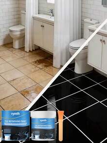 Tile Color Change Paint (White 100G, Black 100G, Gray 100G) Waterproof & Stain-Resistant No-Demolition Renovation, Suitable For Kitchen & Bathroom Wall And Floor Remodeling, Gift For Family And Friends - A - View 5