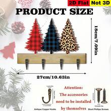 2D Flat Multi-Function Wooden Key Hook, Christmas Tree Decoration, Wall Storage Rack, Entryway Key Holder, Multi-Purpose - Multicolor - View 4
