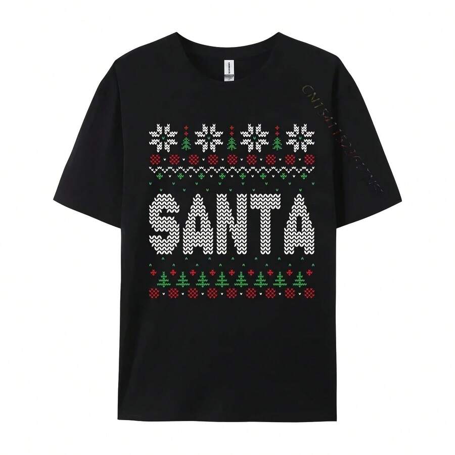Matching T-Shirts For Couples With The Phrase 'I Im So Good Santa Came Twice', Short-Sleeved T-Shirt For New Year's Day In Europe. - Style - View 1