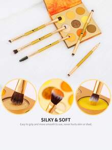 DUcare Golden 7-Piece Shimmer Multi-Functional Dual-Ended Makeup Brush Kit, All-In-One Foundation Powder Concealer Contour Eyeshadow Makeup Brush Collection, Crafted With Synthetic Fibers For A Flawless, Portable And Essential Beauty Brush Tool - Gold - View 9
