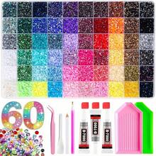 60 Colors Jelly Resin Flat Back Rhinestones Luxury Kit, 48,000pcs Resin Rhinestones With Tweezers, Dotting Pen, Sorting Tray, Glue And Other Tools, Handmade DIY Material Pack For DIY Hats, Water Cup Rhinestone Decoration, Diamond Painting, Versatile Applications - Multicolor a - View 13