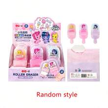 1 pièce Gomme à rouler en forme de sucette mignonne avec un motif de poney de dessin animé imprimé dessus. Le design à rouler collecte proprement les copeaux de gomme pour garder le bureau propre. Cadeau de papeterie mignon pour les élèves de l'école primaire. - Multicolore - Voir 6