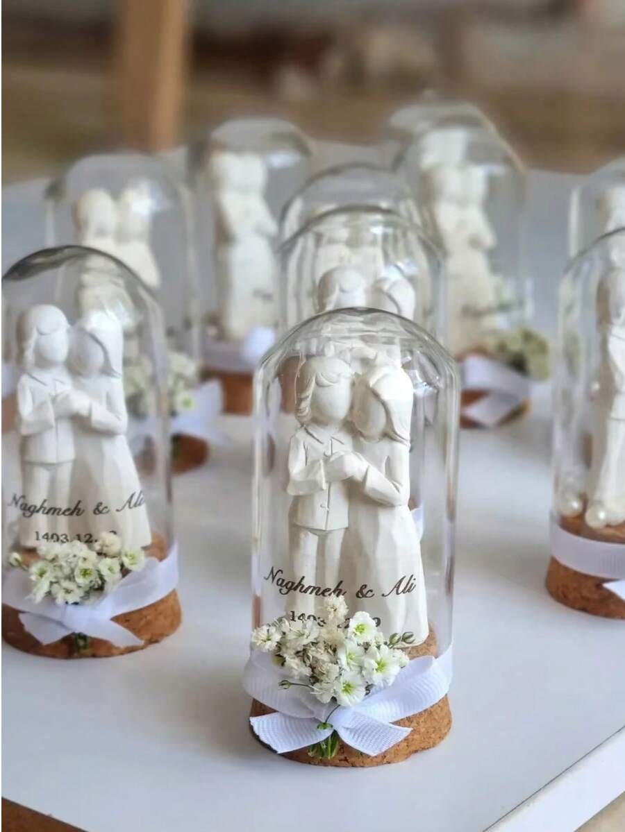 12件迷你玻璃圓頂瓶附軟木塞，小型透明玻璃罐附蓋，微型鐘罩展示容器，適合DIY手工、甜美婚禮派對回禮玻璃罐，優雅簡約展示，適用於婚禮、藝術裝飾、派對禮物罐