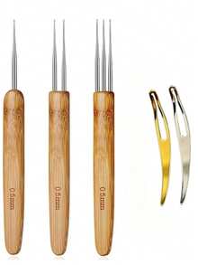 1/2/3 Hook Dreadlock Crochet Hooks, Bamboo Handle Dreadlock Needles, 0.75mm Hair Crochet Tools, Suitable For Dreadlocks, Braiding, Wig Making And Hair Extensions, 3pcs/Set, Halloween - View 13