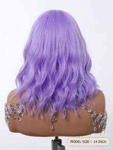 Colorful Bob Wig Piece, 12 Inch Bob Wig Piece With Bangs, Wavy Short Hair Style, Deep Wave Heat-Resistant Synthetic Fiber Wig Piece, Suitable For Women And Girls To Wear In Cosplay Parties Or Daily Occasions, Halloween - Purple - View 6