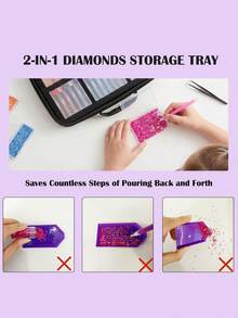 2-In-1 Diamond Painting Tray Storage Set, 32/64pcs | Diamond Drill Alignment Tray, Transparent EVA Box, Includes Numbered Stickers - A - View 2
