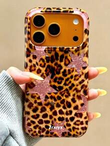 Y2k Cute Pink Stars Leopard Print Mobile Phone Case Compatible With IPhone 17Pro Max 17Pro 17 16Pro Max 16Pro 16 16 Plus 15 Pro Max 15 Pro 13 Pro Max 14 Pro 15 14 13 Luxury Retro Shockproof Phone Case - Multicolor - View 3