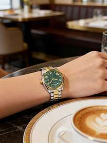 GUESS Women's Two-Tone Stainless Steel Quartz Watch Green Dial Date Display GW0308L5 - one-size - View 1