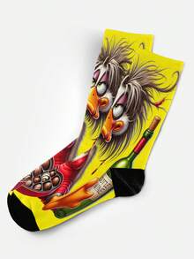 Cool 360° Printed Men's Socks - Streetwear Socks,Cartoon Duck,Internet-Famous Animals,Colorful,Funny Socks, Fit Daily, Holiday & Party Occasions - Yellow - View 8