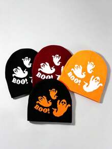 1pc Men's Spider Web Pattern Jacquard Knit Hat, Y2K European And American Style Windproof And Ear Protection Fashionable Street Hip Hop Beanie, Unisex Halloween - Multicolor - View 13