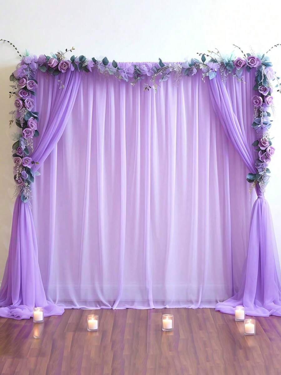 4 Peças Tecido de Tule Roxo para Arco, Cortina de Gaze para Bottom de Festa, Cortina de Gaze Roxo Claro, Tecido de Bottom para Festa de Casamento, Suprimentos de Decoração para Chá de Panela e Festa de Aniversário, Suprimentos de Casamento, Gaze de Decoração de Casamento, Pequenos Presentes de Casamento, Decoração de Ano Novo, Gaze de Decoração de Palco, Decoração de Chá de Bebê, Chá de Panela, Toalha de Mesa de Gaze com Clipes - Roxo - Visão 1