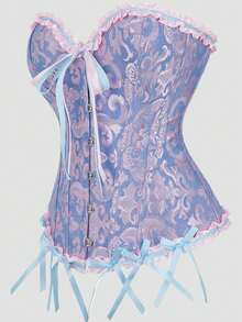 Women's Plus Size Court Style Corset Top, Waist-Cinching Body-Shaping Bustier, Sexy Jacquard Vintage Corset Top, Suitable For Wedding, Party, Halloween Costume, Role Play - Multicolor - View 16