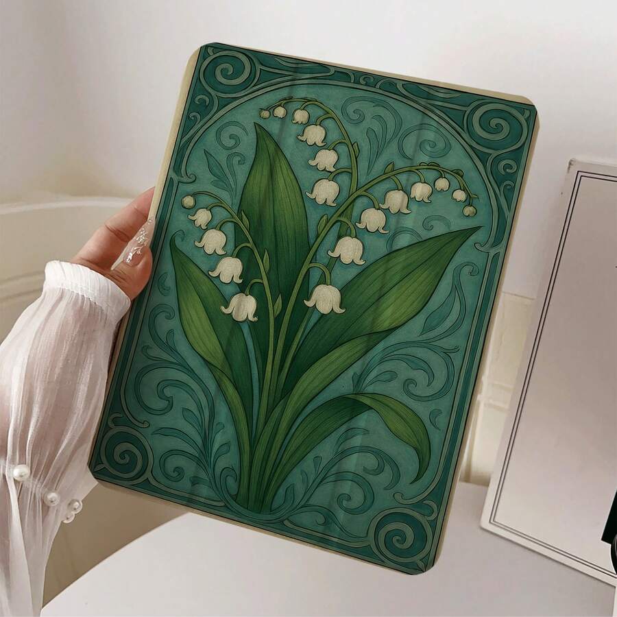 1件復古波浪邊格紋藍莓雙面對稱印花平板保護殼，相容 iPad PRO/AIR、、小米 Pad 5/6/7、華為 MatePad - 彩色 - 查看 1