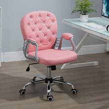 Bürostuhl Chefsessel Ergonomisch Gepolsterte Rückenlehne, Rosa, PU, 59,5 X 60,5 95-105 Cm - Pink - View 3