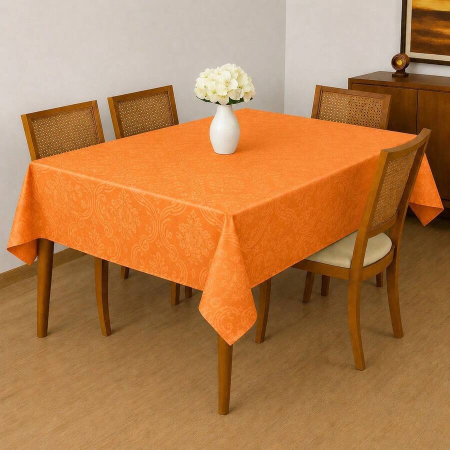Durable And Elegant Rectangular Jacquard Fabric Tablecloth 4/6/8 Seater Luxury Promotion - 紅陶 - 查看 1