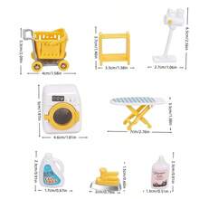 Miniature Laundry Room Decor Set, Realistic Mini Washing Machine & Cleaning Tools Figurine Set, Micro Landscape Desktop Ornament Home Room Decoration - Multicolor - View 8