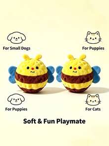 2/1pc Yellow Chick Pet Interactive Bouncing Squeaky Toy Ball, Cat And Dog Play Entertainment Toy, Teeth Cleaning Chewing Squeaky Ball, Can Make Sound To Attract Dogs, Durable Material, Slow Rebound Pet Companion Toy, Battery-Free Training Ball - Multicolor - View 9