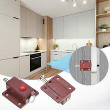 Brown Spring Bolts And Latches, Push-Button Spring Latches/Sliding Bolts/Bolts; Suitable For Cabinet Doors, Wardrobe Doors, Beds, Windows And Various Furniture Hardware. - Button Clasp - View 6