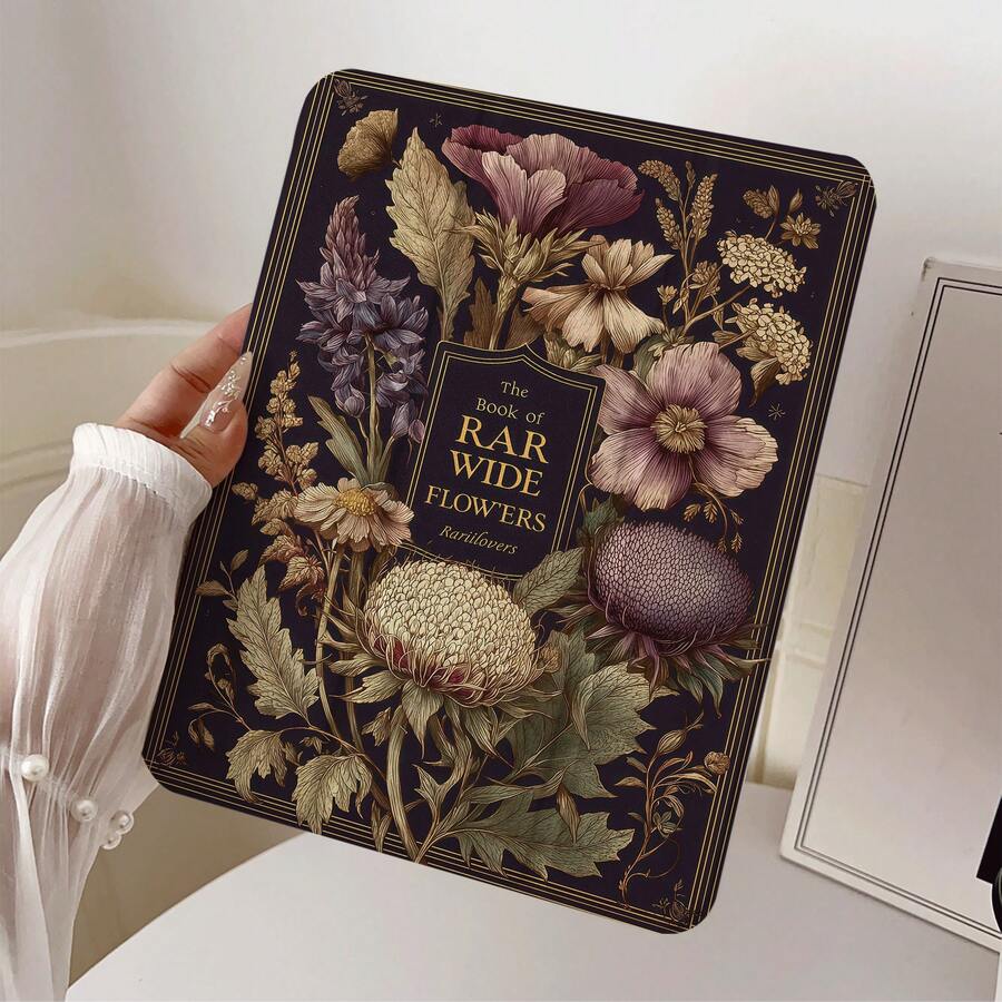 1pc Vintage Botanical Rare Flowers Book Design Tablet Case Compatible With IPad PRO/AIR, Compatible With SAMSUNG,Compatible With XIAOMI Pad 5/6/7,Compatible With Huawei Matepad - Multicolor - View 1