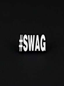 1pc Casual Versatile Artistic English Letter Brooch Badge For Women, Backpack Decoration Accessory, Suitable For Daily Commute And Party Wear - Black and White - View 1