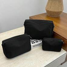 Premium Nylon Waterproof Makeup Bag For Women, Large Capacity Portable Travel Toiletry Storage Pouch, Versatile Black - Black - View 15
