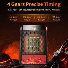 Hailicare Desktop Space Heater, PTC Ceramic Fast Heating, 2-Speed Fan, 4-Timer Settings, 2-Mode Ambient Light, Portable Fireplace Atmosphere Heater For RV, Home, Office, Christmas Gift - US A Type Plug(110-127V) - View 7