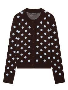 DEEKA Autumn/Winter New Women's European And American Style Fashion Minimalist Polka Dot Knit Cardigan - Brown - View 2
