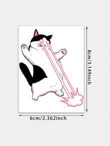 1pc Fun Funny Anime Laser‑Eye Cat Pattern Temporary Tattoo Sticker, Realistic Fake Tattoo Design, Suitable For Daily, Bachelorette Party Favors, Music Festivals, Games, Graduation Gifts, Lasts 3‑5 Days - Multicolor - View 6