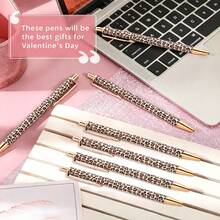 3pcs Cute Leopard Print Retractable Ballpoint Pen Set, Fashion Metal Ballpoint Pen, Black Ink, 1.0mm Medium Tip, Smooth Writing, With Pen Clip, Suitable For Students And Office Use, Back To School Essential - Sets - View 3