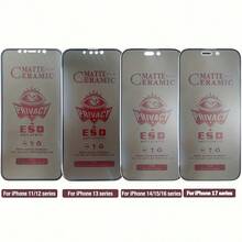 CASECOPS 2片裝隱私磨砂陶瓷螢幕保護貼,相容 iPhone 17 Pro Max,防偷窺陶瓷膜,全螢幕覆蓋,相容 iPhone 17 Pro Max/17 Air/17/16E/16 Pro Max/16 Pro/16 Plus/16/15 Pro Max/14 Pro/13 Mini/12/11/X 系列,觸感滑順、耐刮防油,提供有效隱私保護,耐用時尚的手機配件 - 無色 - 查看 10