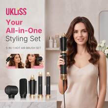 UKLISS 5-In-1 Multifunctional Hair Dryer, 5 Detachable Interchangeable Heads, 3 Temperature Settings, Wavy Curls, Back To School, Travel, Home Use - Multicolor - View 3