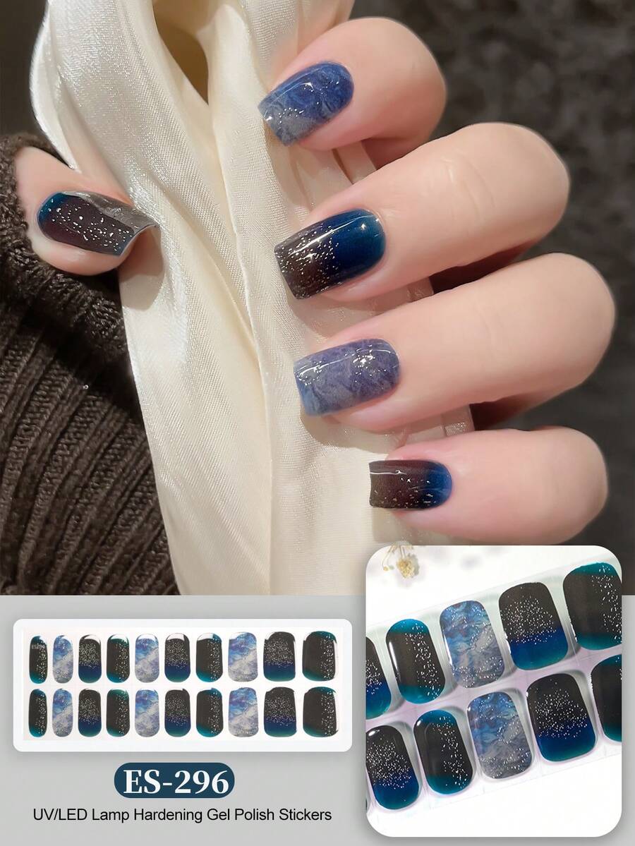 Semi Cured Gel Nail Strips, 20Pcs Long Lasting Salon Quality Wraps, Easy Apply & Remove Gel Nail Stickers With UV Light