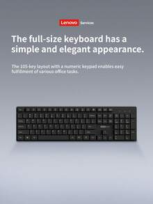Lenovo Wireless Keyboard And Mouse Set, Slim Design, Business/Home Office, Fashion Classic Set, Minimalist Keyboard And Mouse Set, Lightweight Portable Durable, Multi-Device Compatible - Classic Black - View 9