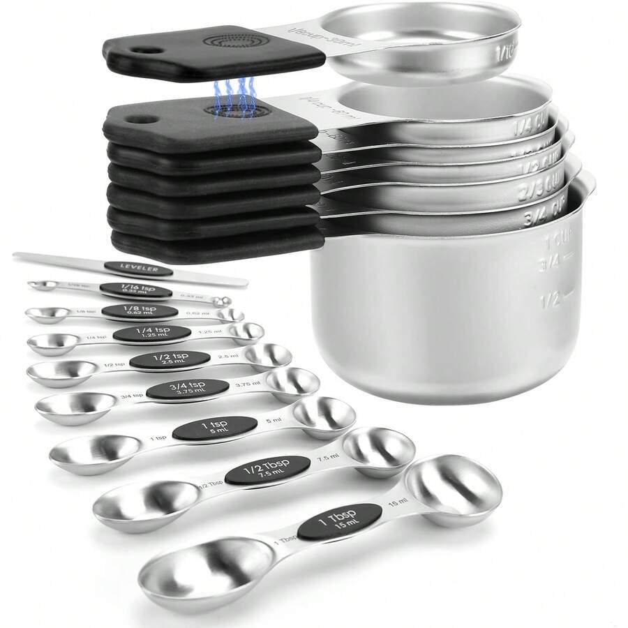 Magnetic Measuring Cups And Spoons Set, Measuring Cups And Spoons Set, Graduated Measuring Spoons, Coffee Spoons, Kitchen Gadgets, Cooking And Baking, Suitable For Dry And Liquid Baking Tools - Multicolor - View 1