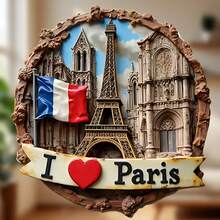 巴黎聖母院與三色旗 I Love Paris 緞帶磁鐵，每一道拱門與條紋都訴說著虔誠故事，適用於家中所有金屬表面的紀念品 - C - 查看 7