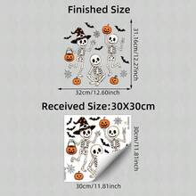 1件可愛跳舞骷髏靜電窗貼，玻璃貼紙，雙面可見可重複使用，萬聖節蝙蝠南瓜蜘蛛網派對裝飾 - 彩色 - 查看 12